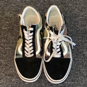 Camouflage (Camo) Vans with Black & White Accents || US Women’s 9.5/ US Men’s 8